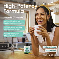 Pour shot of ForestLeaf riboflavin 400mg capsules.