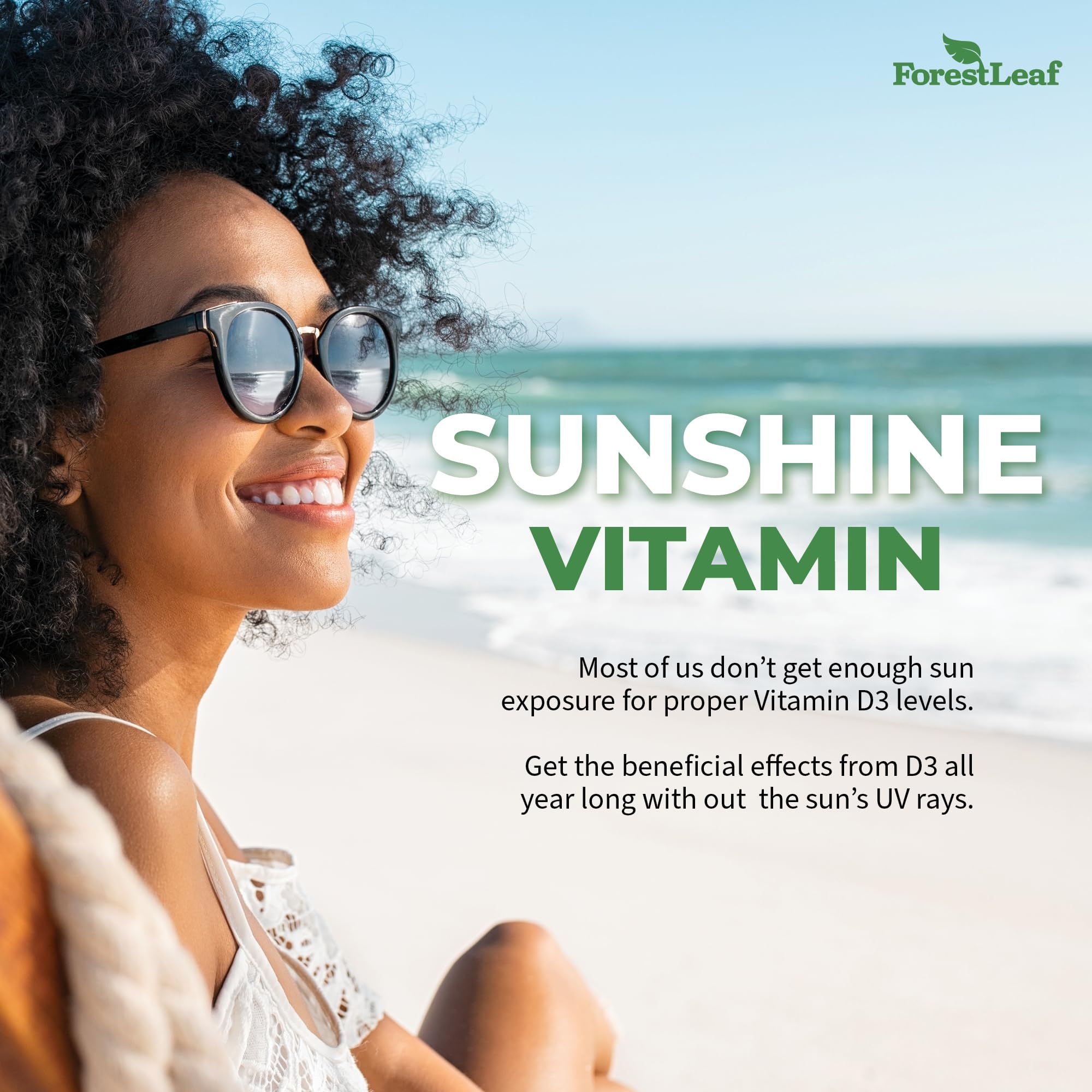 ForestLeaf Vitamin D3 5000 IU gluten-free capsule packaging