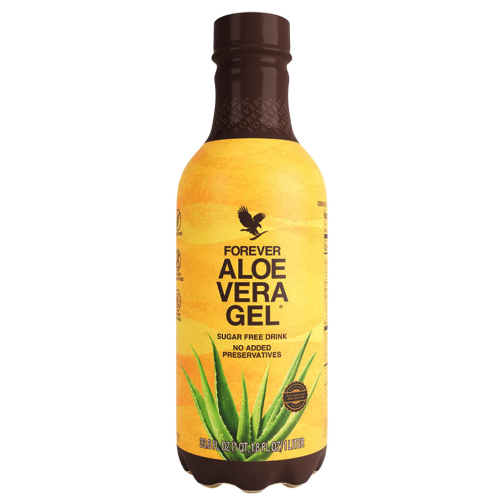 Forever Living Aloe Vera Gel bottle pour demonstrates convenient daily usage.