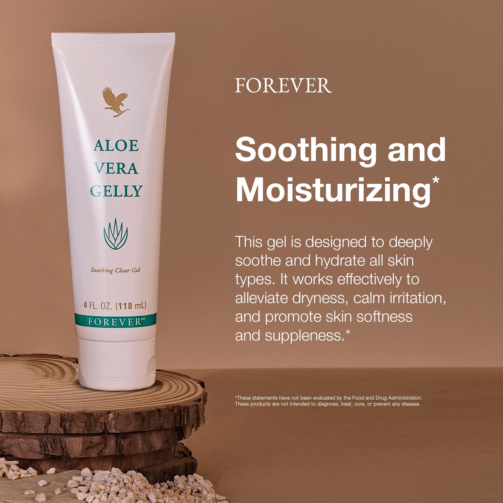 Forever Living Aloe Vera Gelly gel texture close-up shows lightweight, non-sticky finish.
