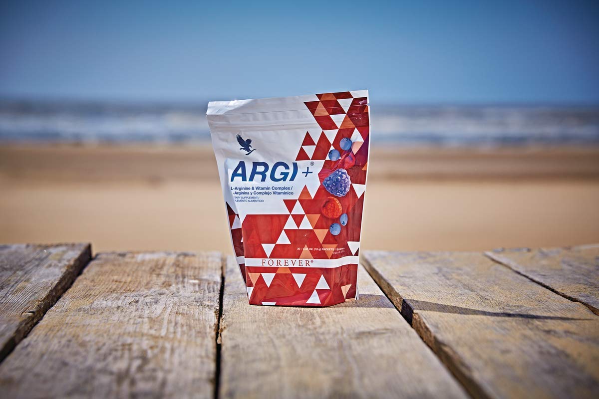 Forever Living ARGI+ berry flavor in a glass suggesting a tasty hydration boost