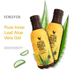 Forever Aloe Vera Gel jar closeup showing the inner leaf formula