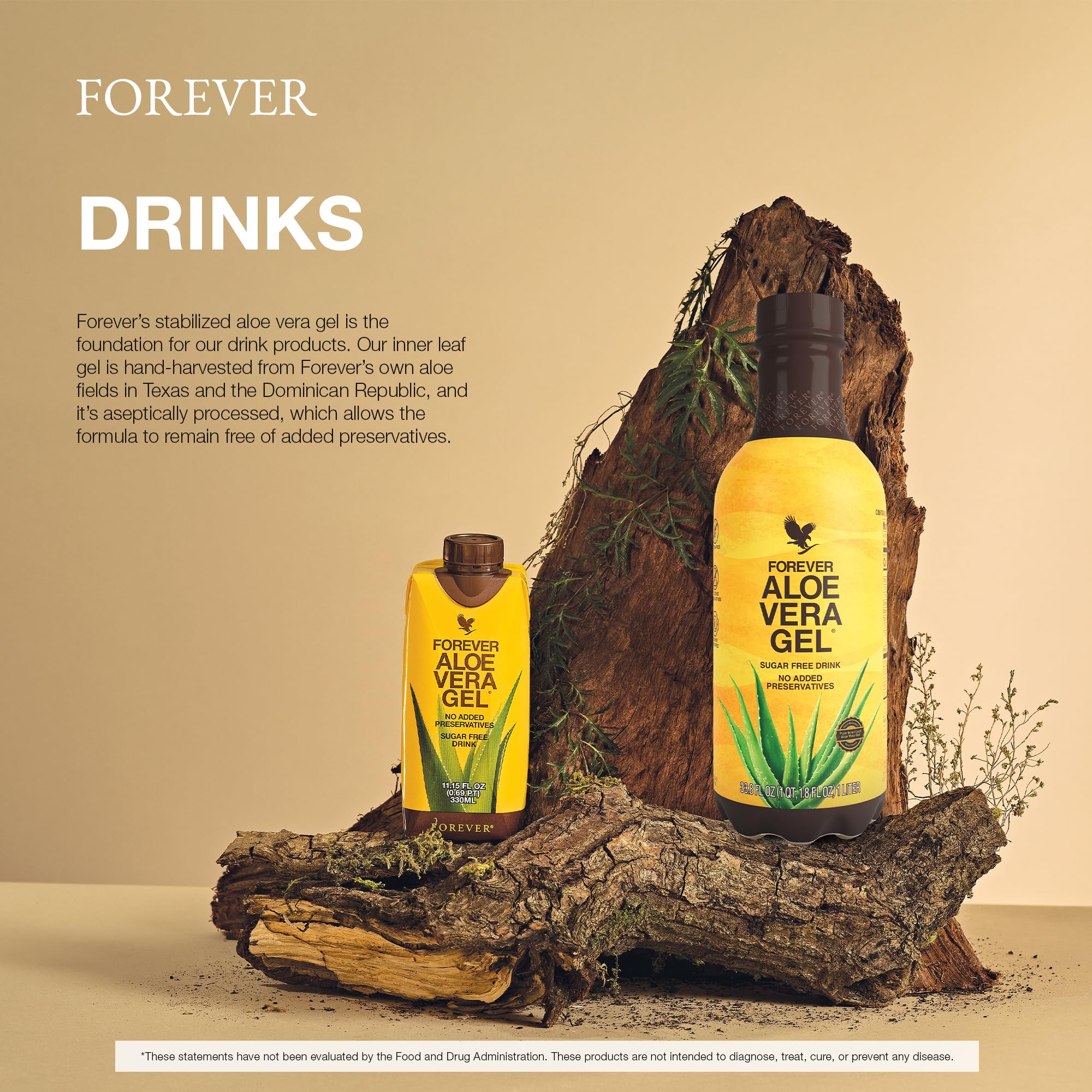 Forever Living Aloe Vera Gel packaging box emphasizes preservative-free product