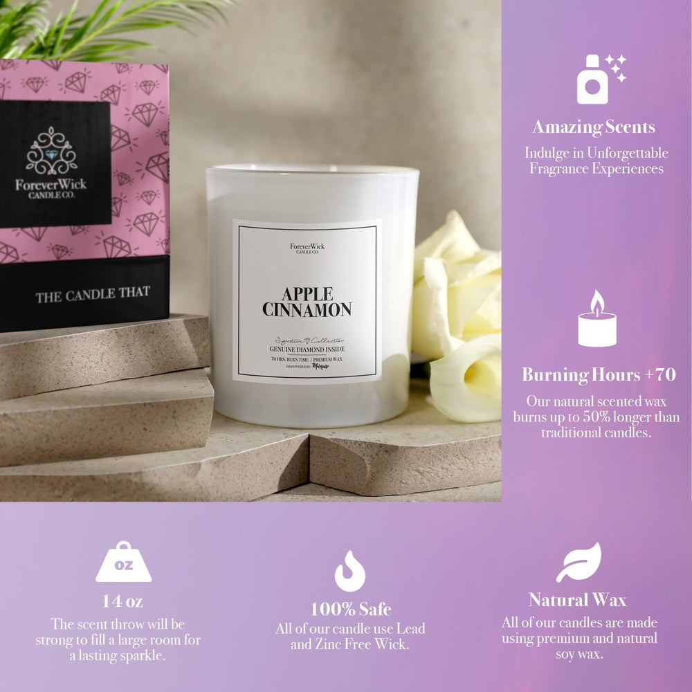 ForeverWick aromatic candle fills room with comforting apple cinnamon scent.