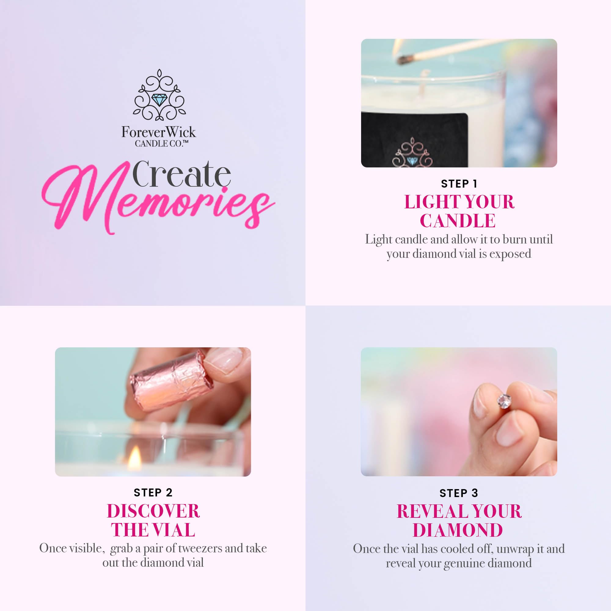 ForeverWick diamond inside adds a luxurious surprise for memorable gifting.