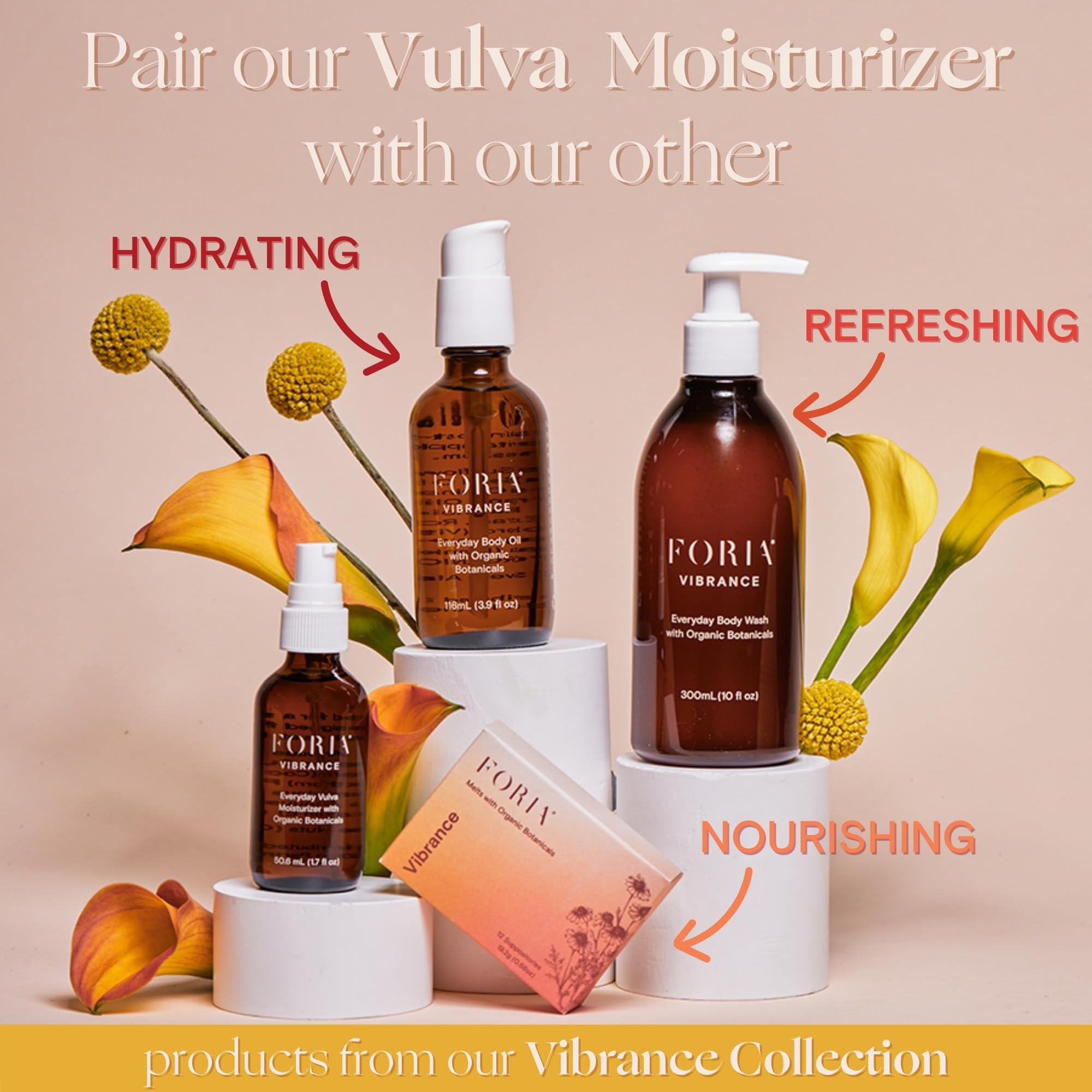 Foria Everyday Vulva Moisturizer bottle front with clean, vegan branding.