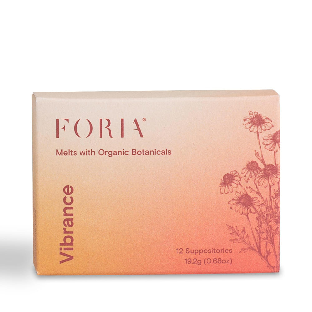 FORIA Vibrance Melts packaging shows premium feminine care for daily comfort.