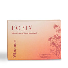 FORIA Vibrance Melts packaging shows premium feminine care for daily comfort.