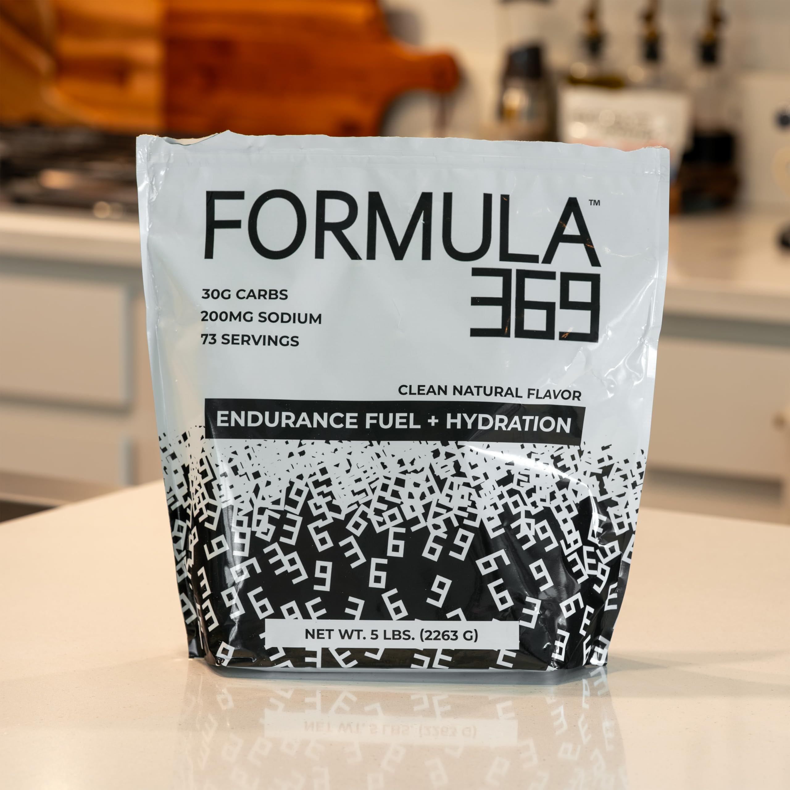 Formula 369 mixing in water for clean, unflavored hydration on hot days.