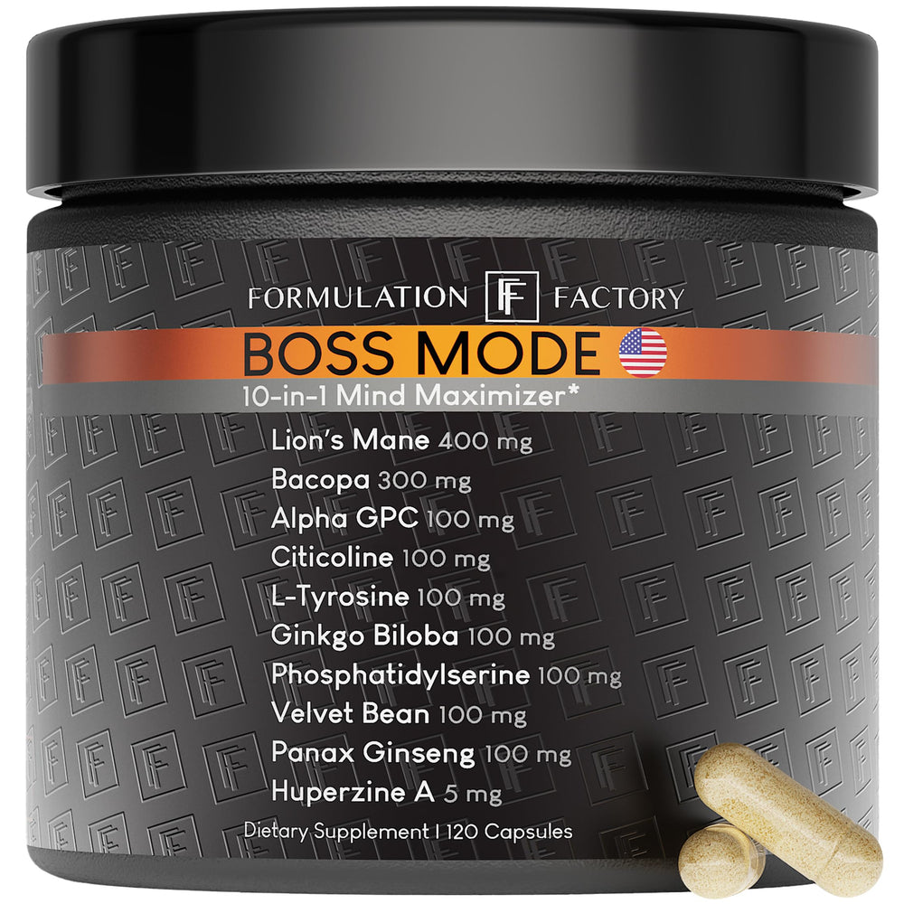 Formulation Factory Boss Mode bottle front view for focused daily use