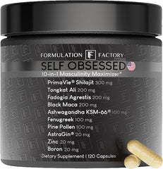 Formulation Factory Self Obsessed MAXXED bottle front view highlighting a bold 10-in-1 vitality blend