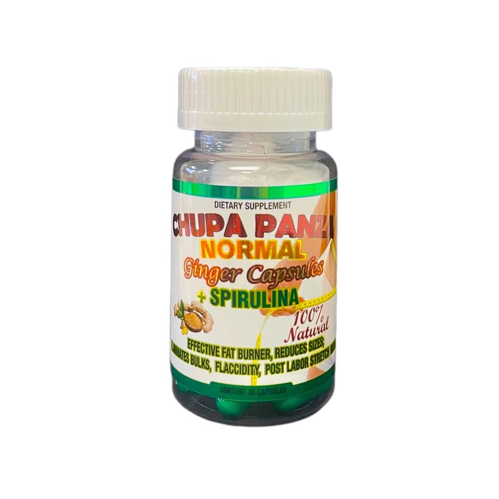 Forte Lighting Chupa Panza Normal bottle close-up showing natural ginger capsules for daily wellness.