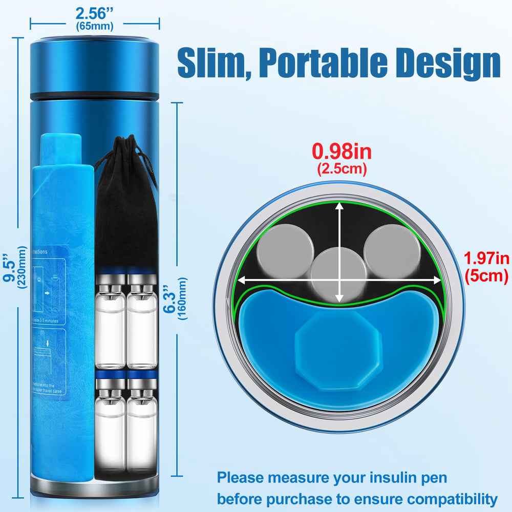 Blue Fortewell case opened to show space for 2–3 pens and vials.