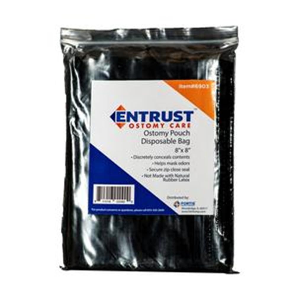 Fortis Entrust ostomy pouch 8x8 inches for discreet, on-the-go waste disposal