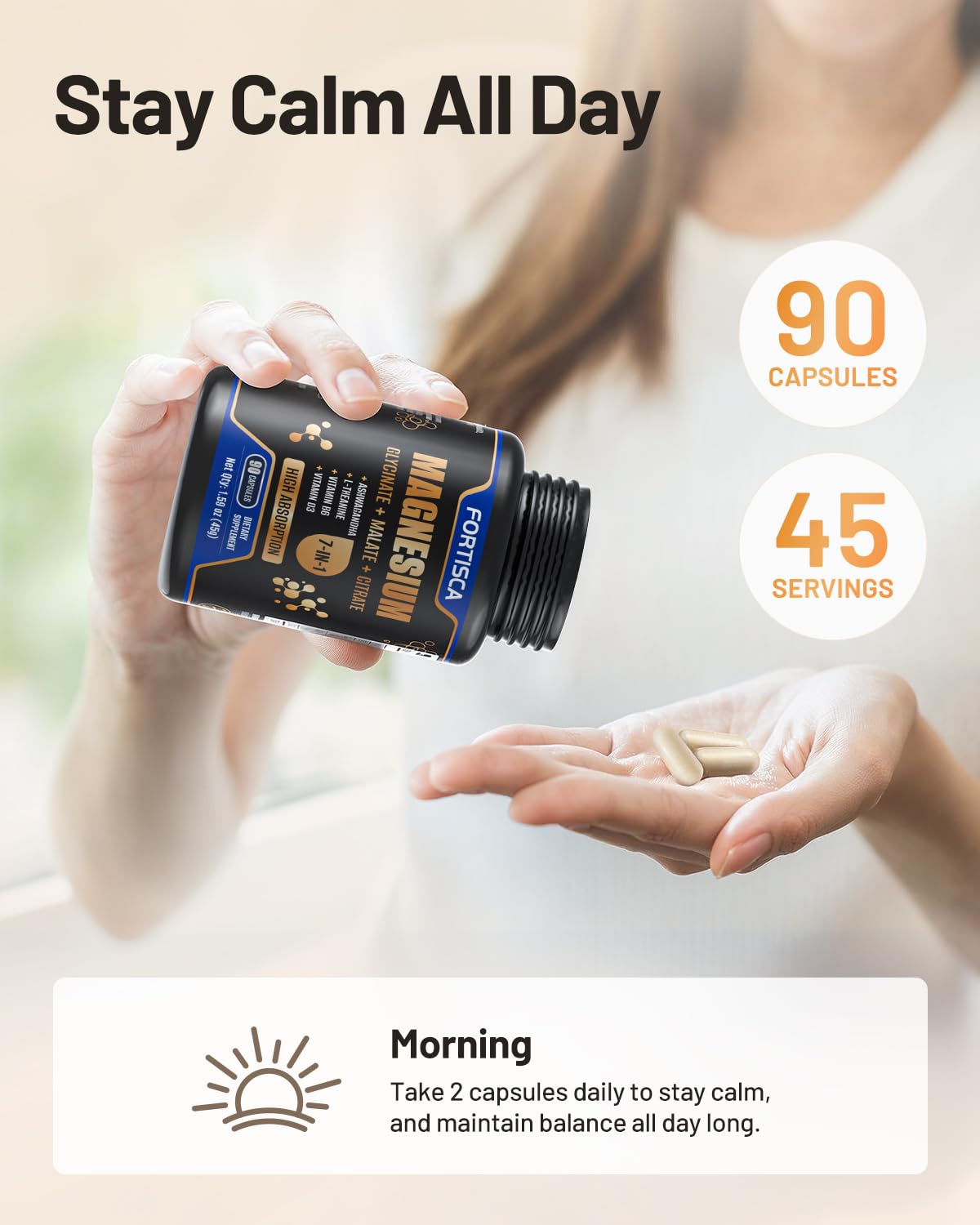 FORTISCA ashwagandha L-theanine blend for focused calm.