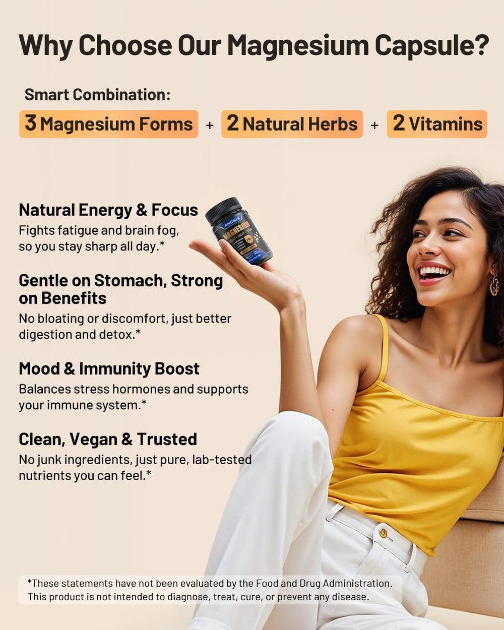 FORTISCA dosage two capsules demonstrates easy daily routine.