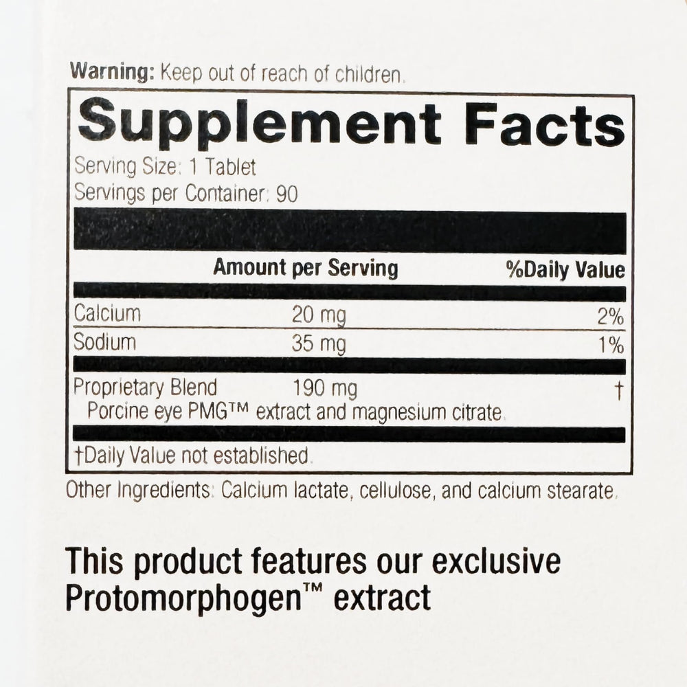 FortuneFoundry SP Oculotrophin PMG bottle label highlights PMG extracts for cellular eye health