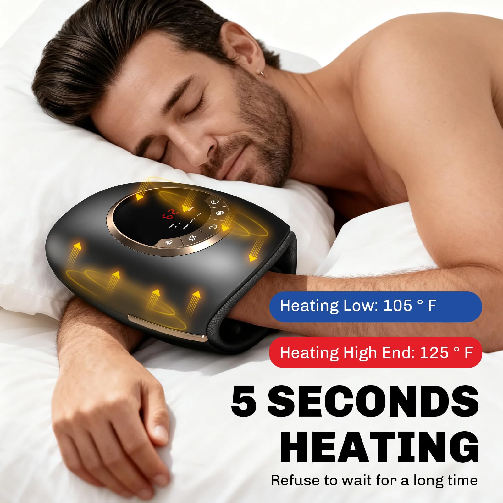Foruisin hand massager large-fit design covering hands and forearms for full coverage.