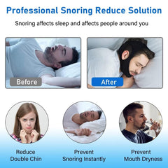 Forzacx anti-snore chin strap wearer shows comfortable, non-slip fit overnight.