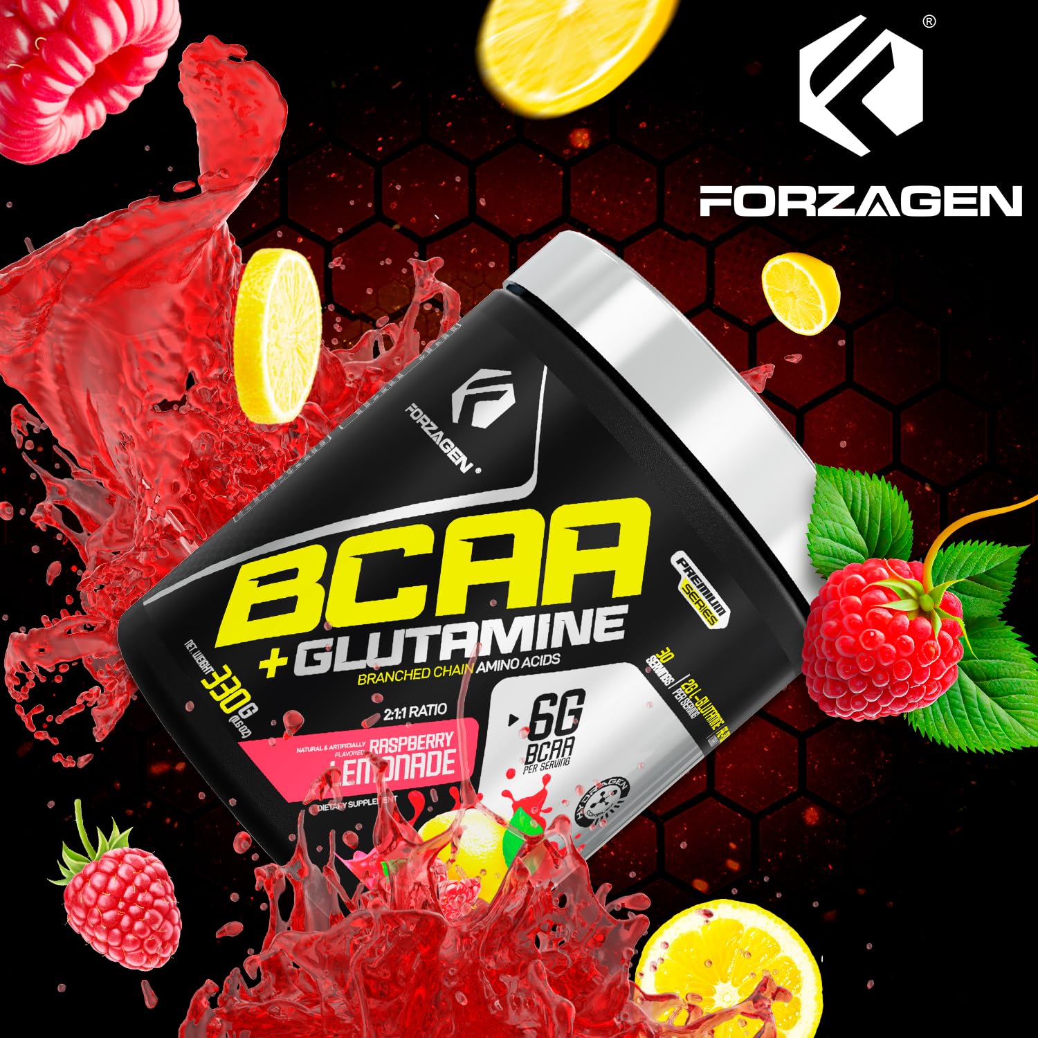 Forzagen BCAAs glutamine powder ingredients list and amino acid profile