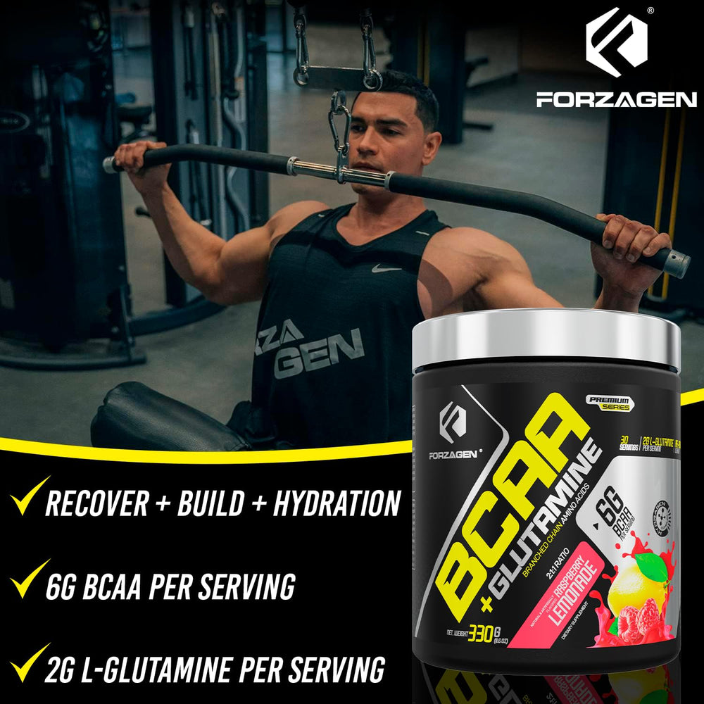 Forzagen BCAAs glutamine powder label with nutrition info