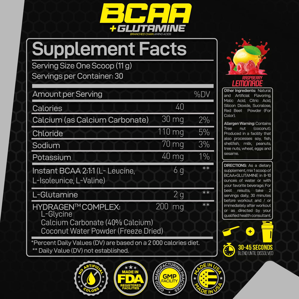 Forzagen BCAAs with Glutamine Powder – Amino Acids Supplement for Pre ...