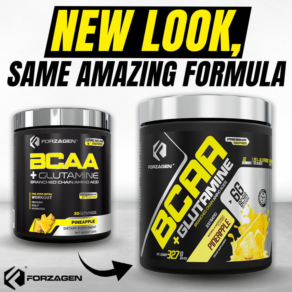 Forzagen BCAAs label design showcases premium branding and nutrition details.