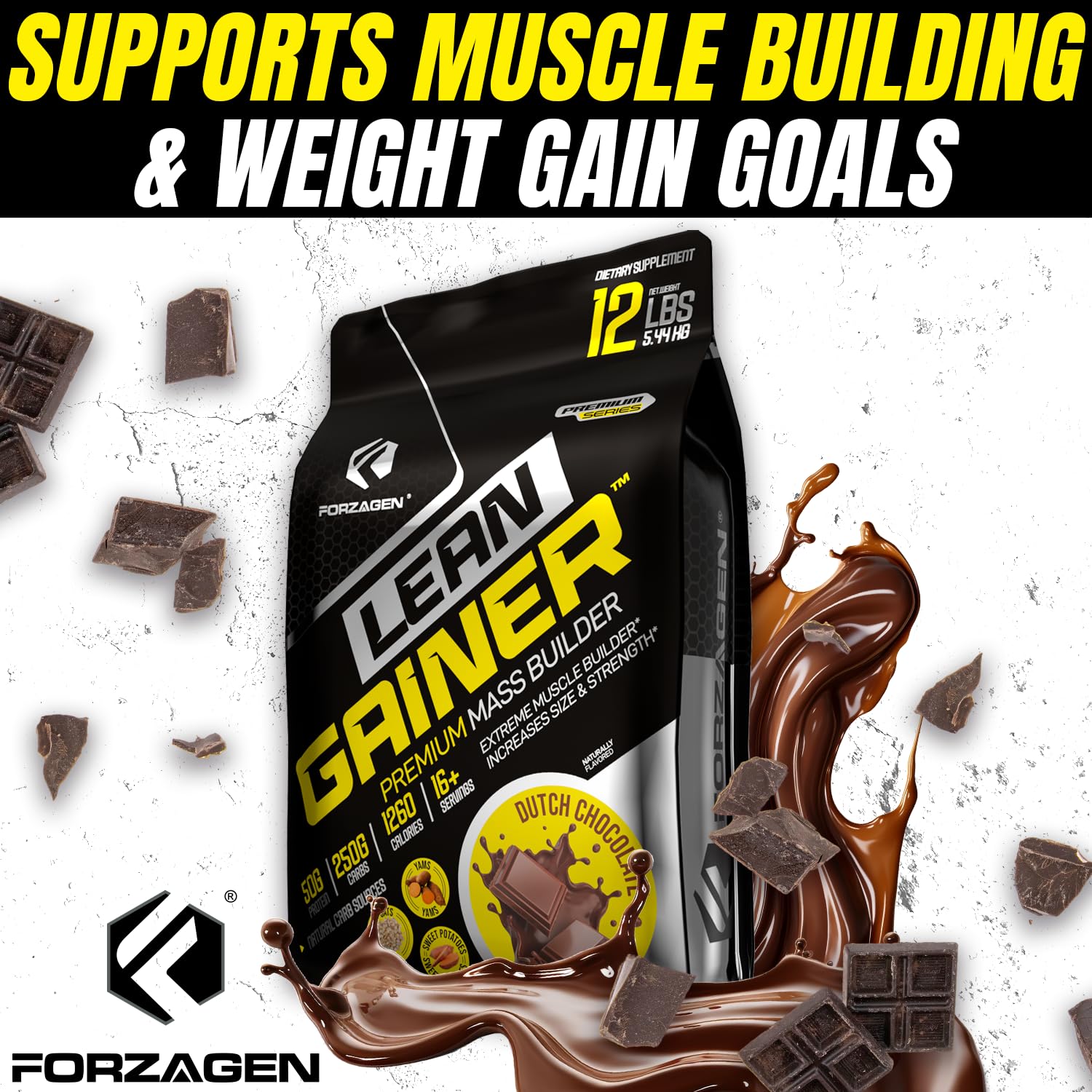Natural carbohydrate sources like oats and yams featured on label.