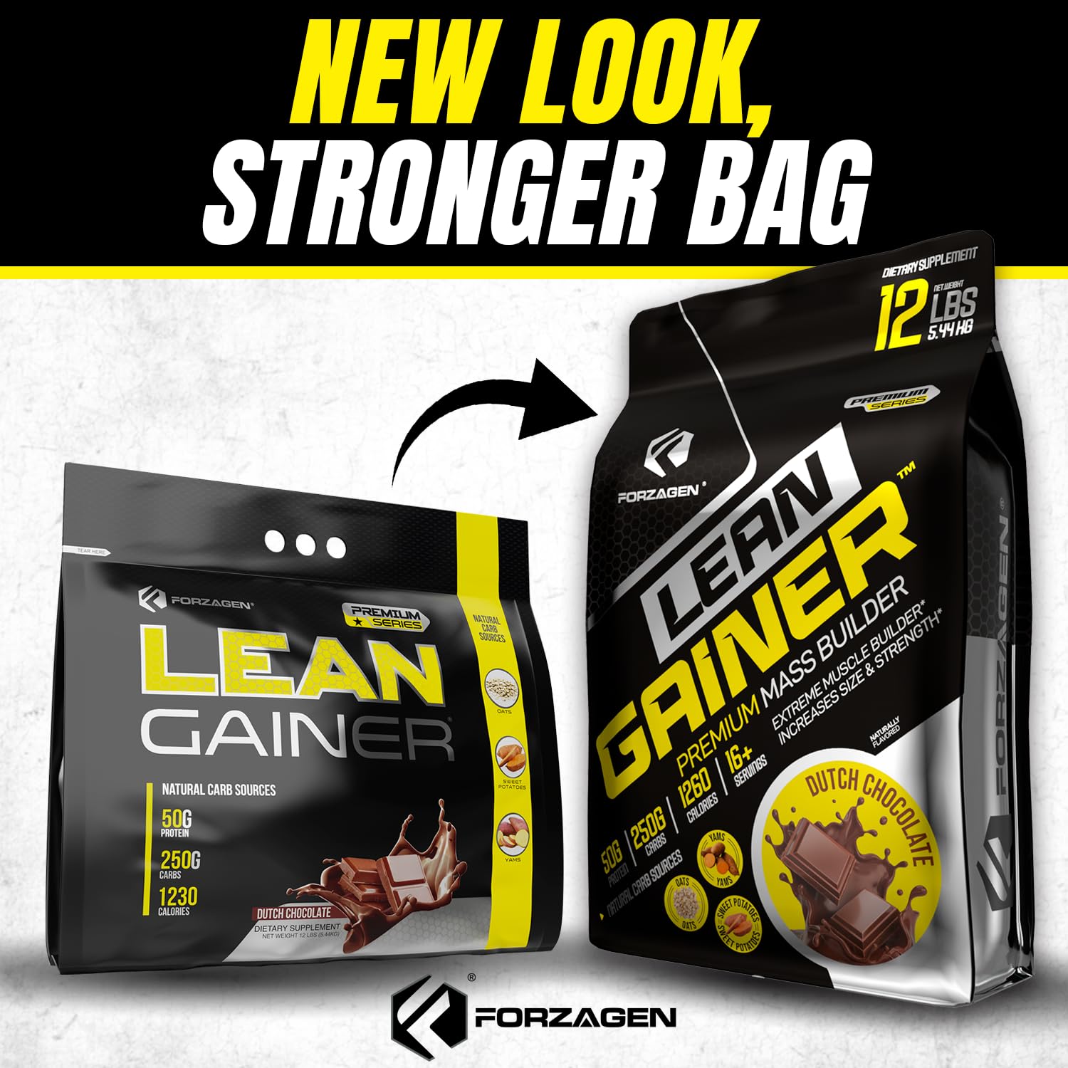 Close-up of Lean Gainer powder texture and protein blend.