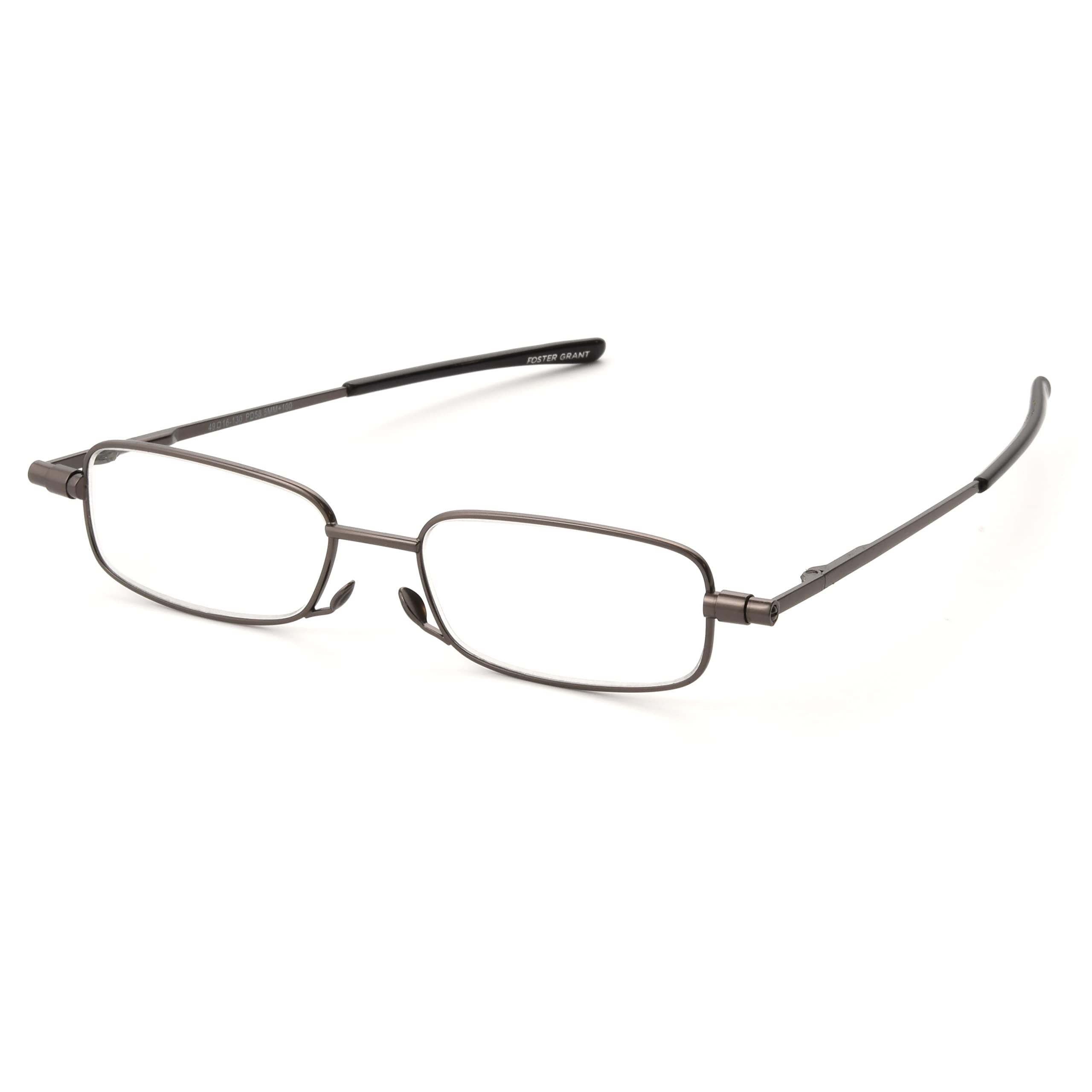 Foster Grant Gavin fold-flat reading glasses with compact case for easy everyday carry