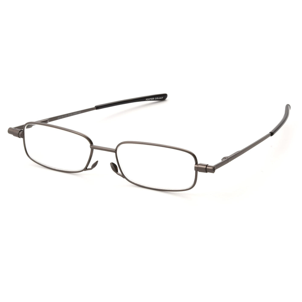 Foster Grant Gavin fold-flat reading glasses with compact case for easy everyday carry