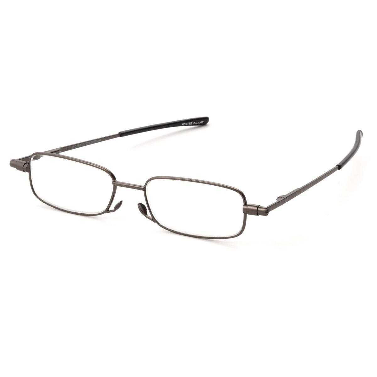 Foster Grant Gavin fold-flat reading glasses with compact case for easy everyday carry