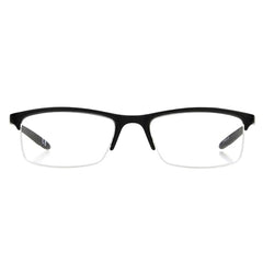 Paolo frame close-up showing matte black brow and textured temples for comfort.