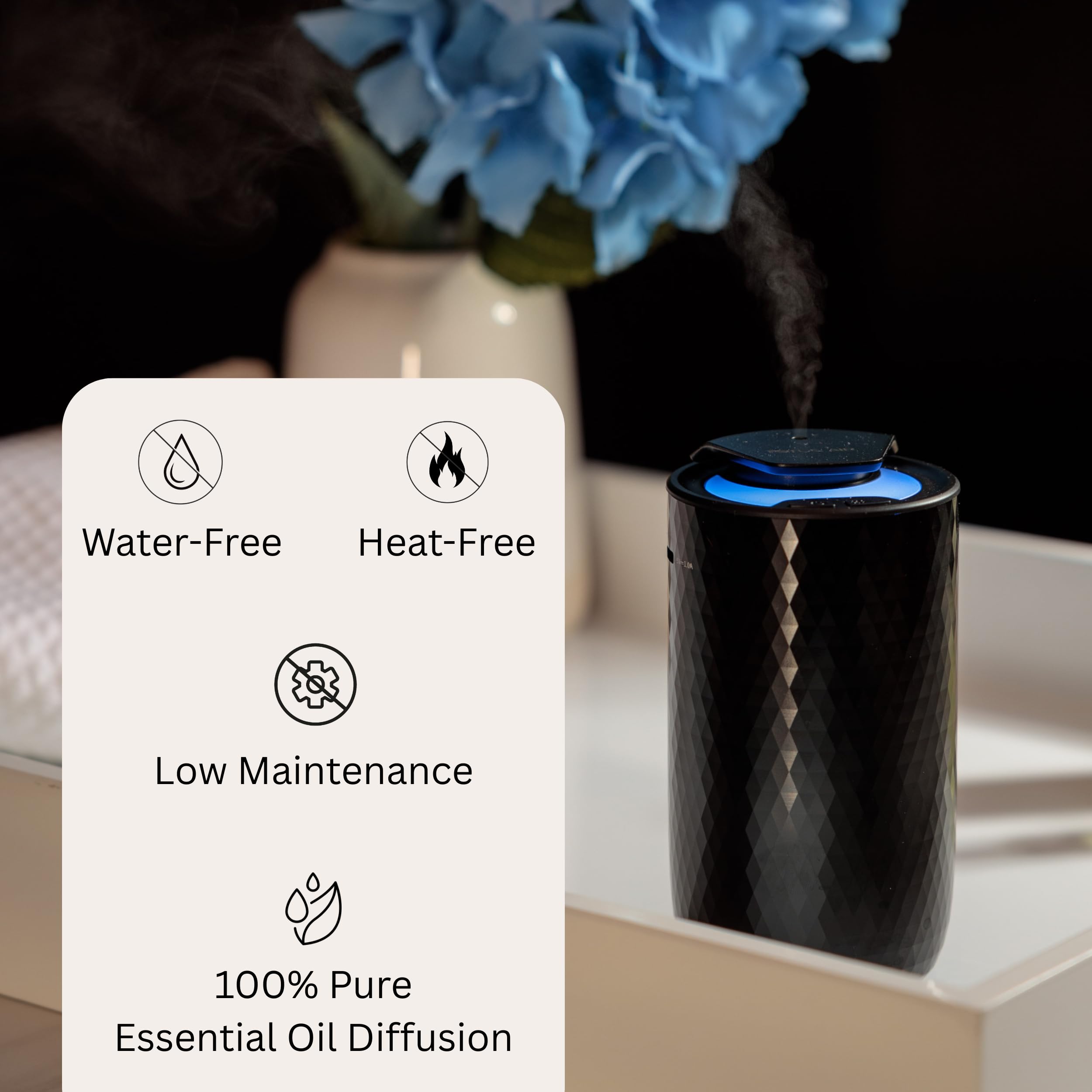FOTUS AIR includes reusable glass bottles for safe oil storage