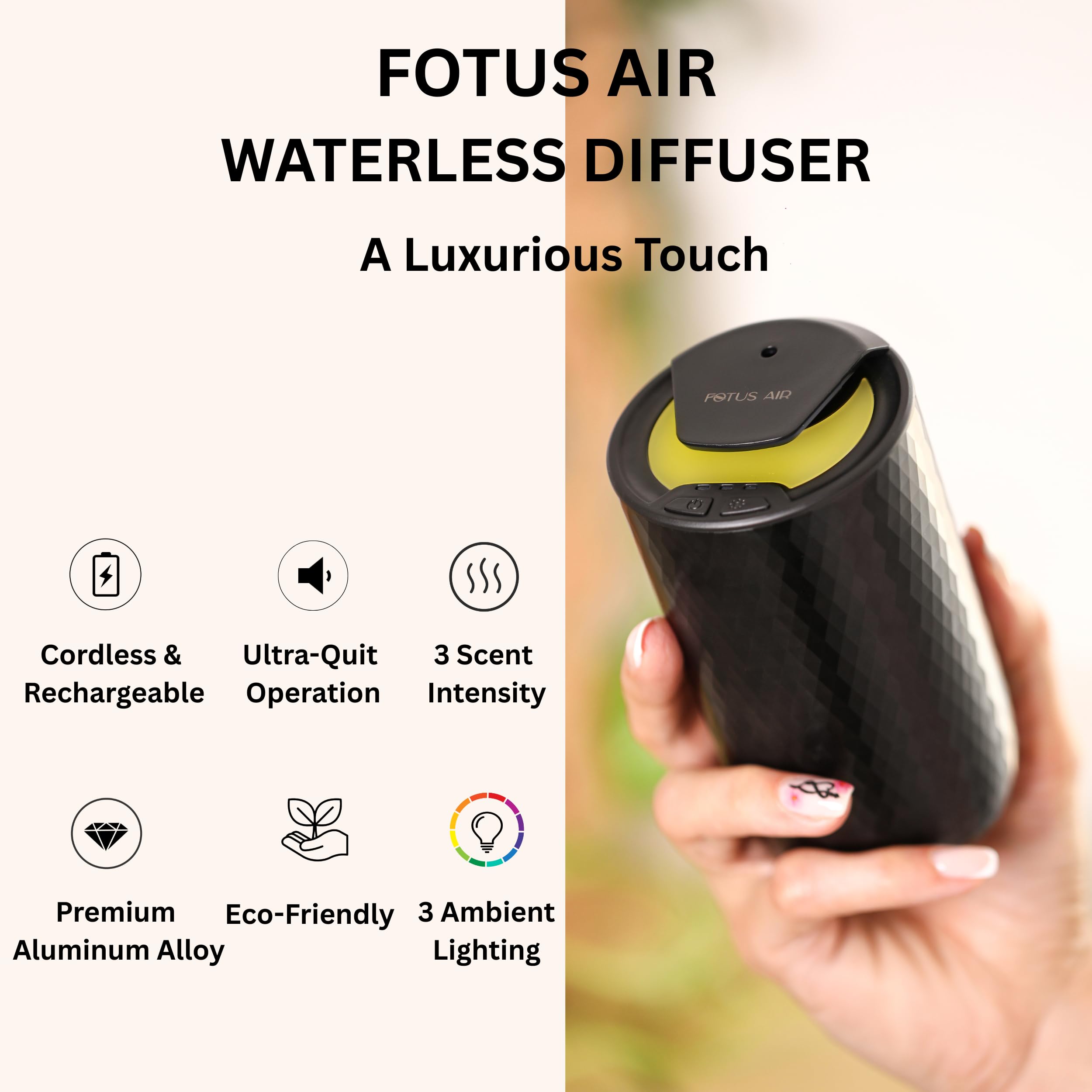 FOTUS AIR portable cordless diffuser ideal for car travel