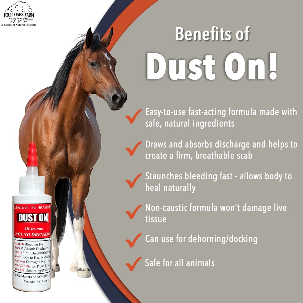 Dust On seguro para todos los animales, sin irritación.