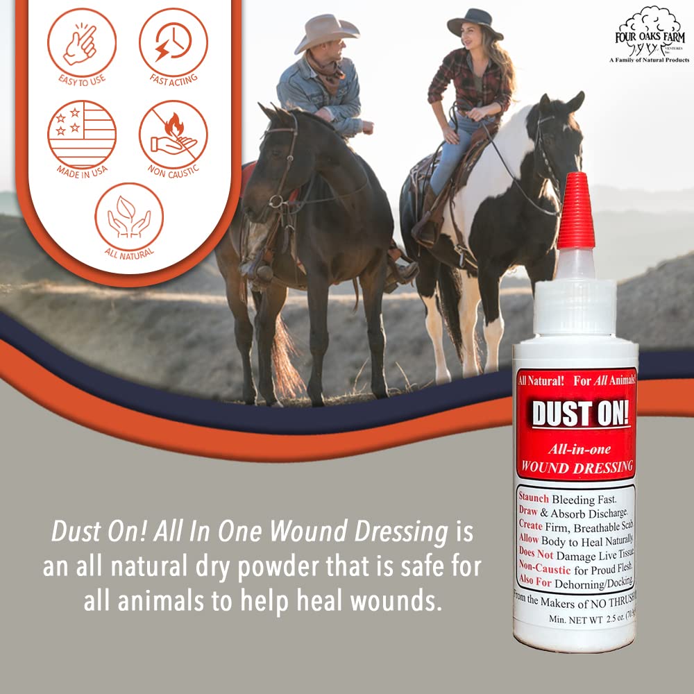 Dust On envase de 2.5 oz, opción práctica para uso diario.
