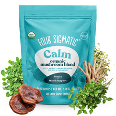 Four Sigmatic Calm Mushroom Blend bottle shown for daily calm and balance.