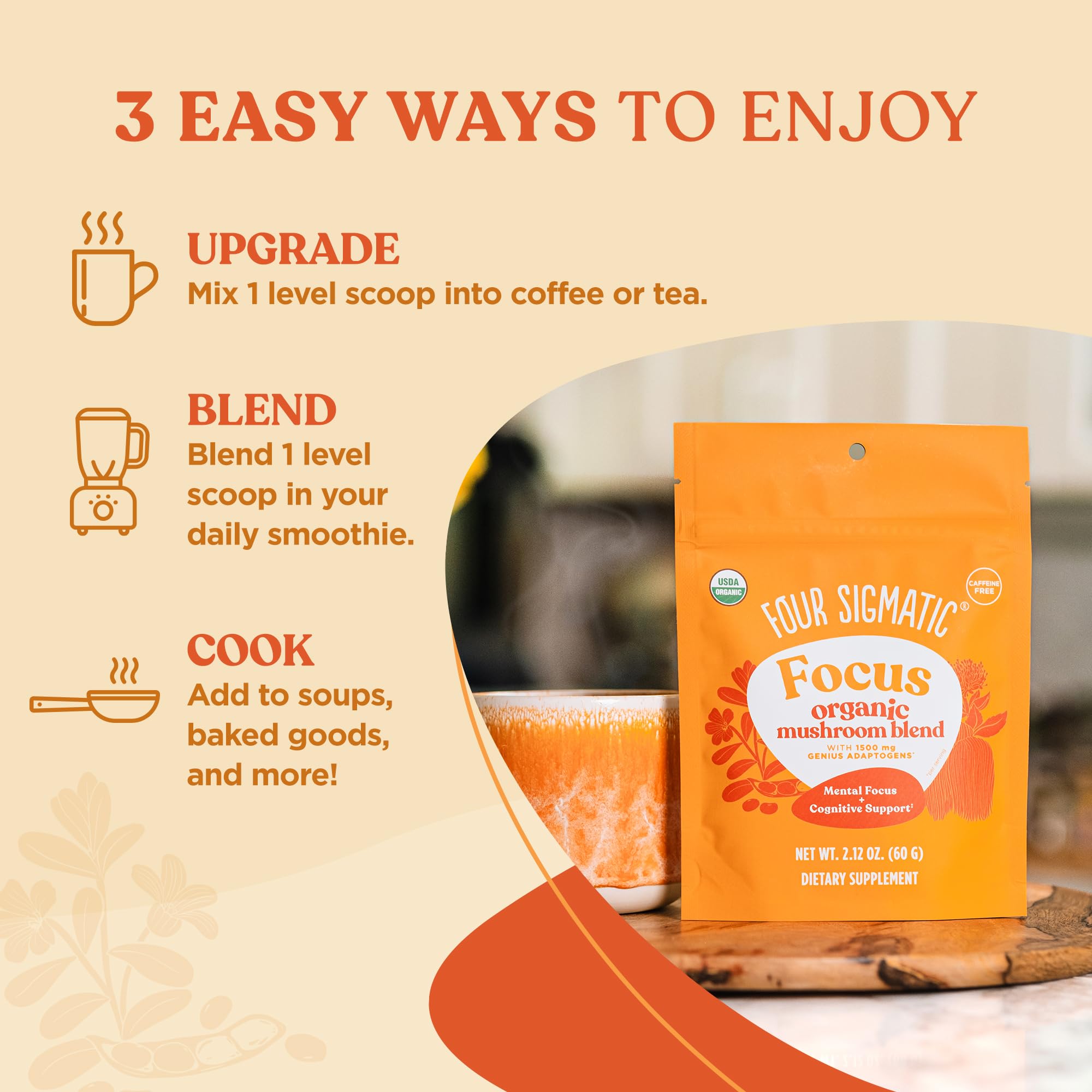 Four Sigmatic Focus Blend Organic cacao and blueberry extract