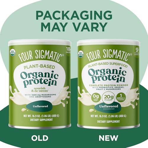 Scoop of Four Sigmatic protein powder with lion’s mane and chaga for nutritious shakes.