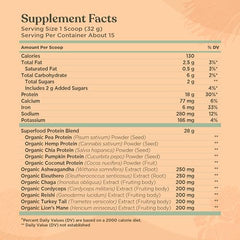 Pouring unflavored protein powder into almond milk for a smooth vegan smoothie.