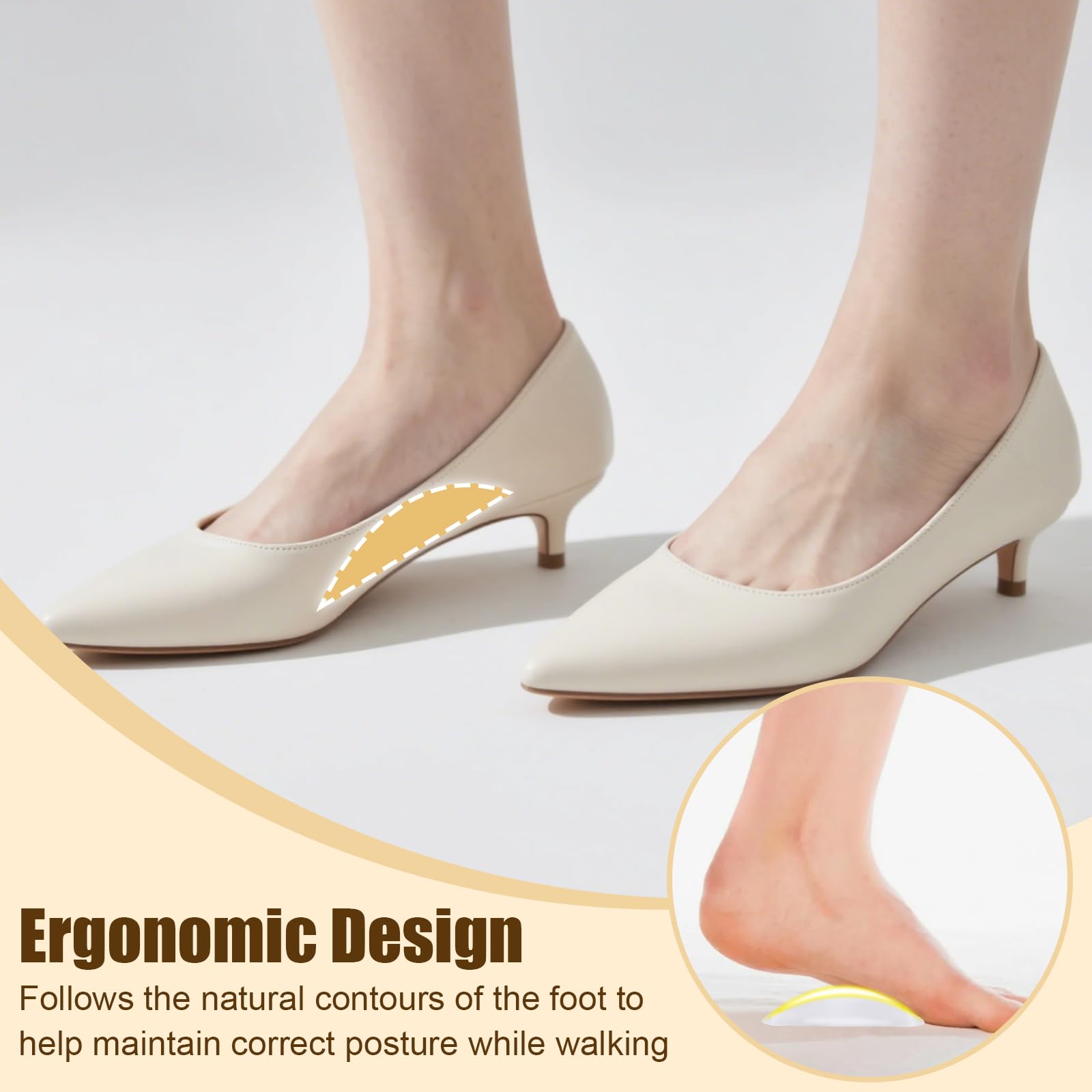 FOWSRHRG self-adhesive pads stay secure across various shoes.