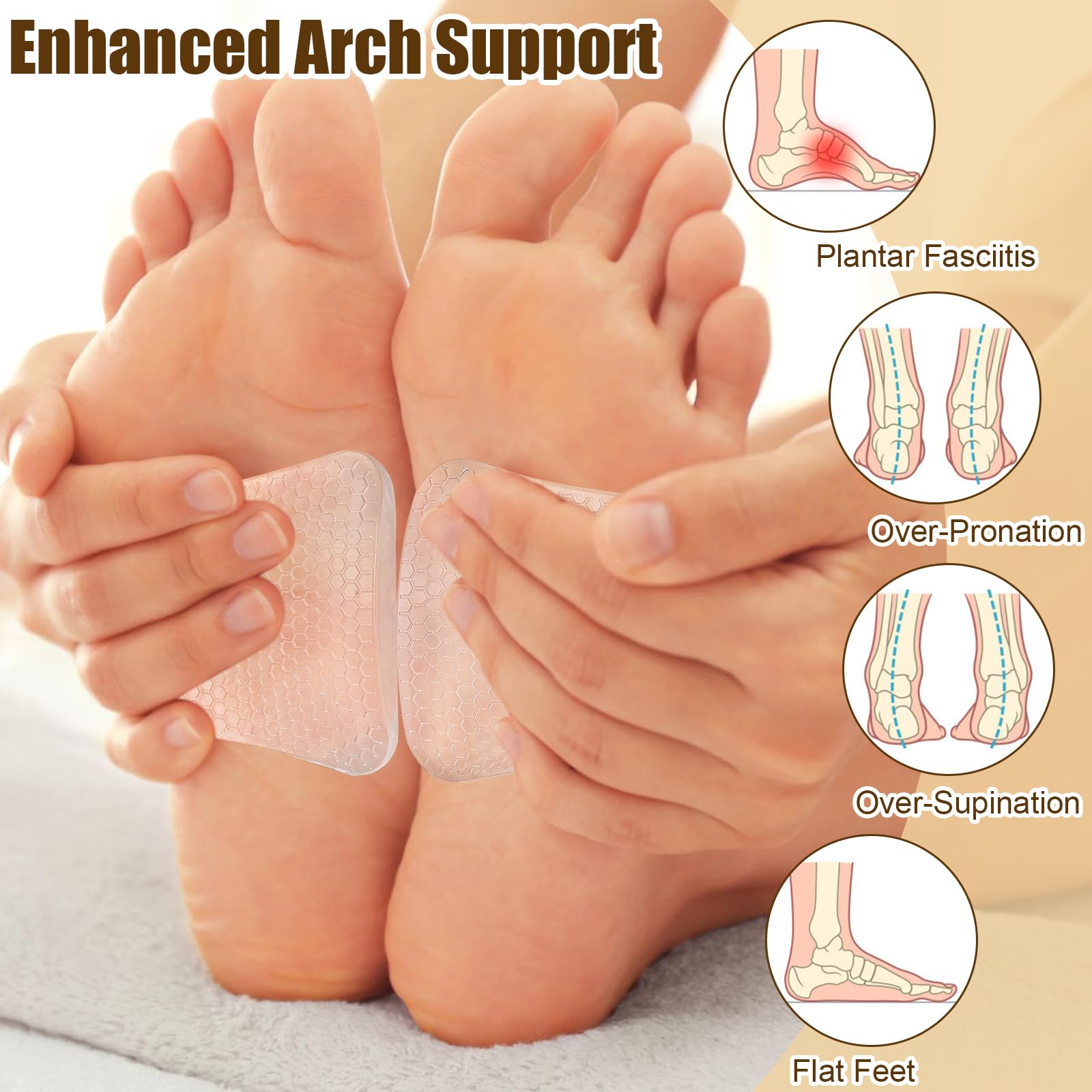 FOWSRHRG soft gel material cushions the foot for all day wear.