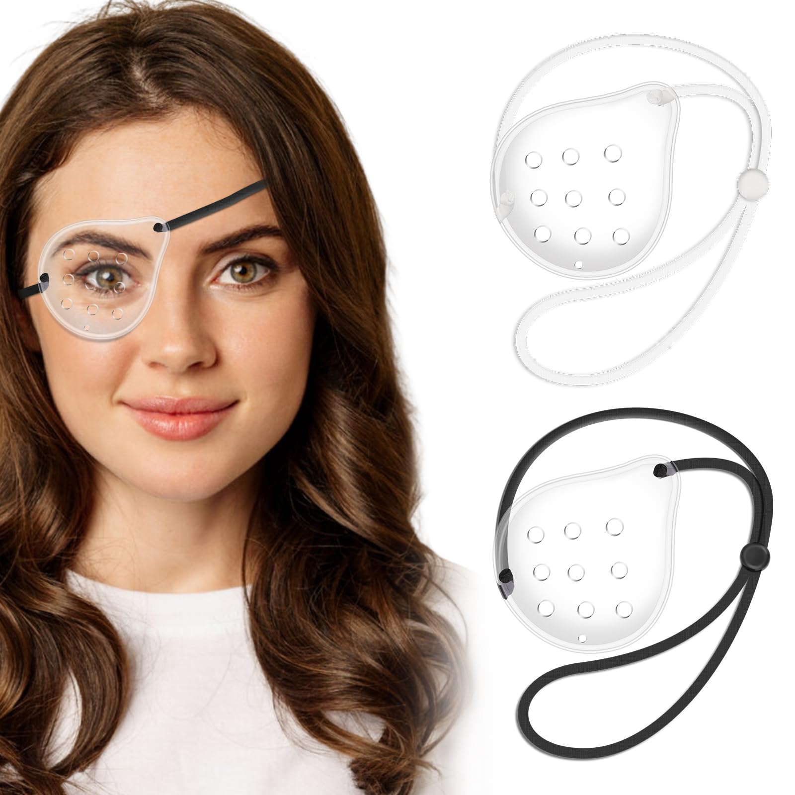 FOWSRHRG clear eye shield after cataract surgery, black, breathable protection during sleep