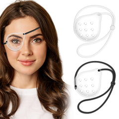 FOWSRHRG clear eye shield after cataract surgery, black, breathable protection during sleep