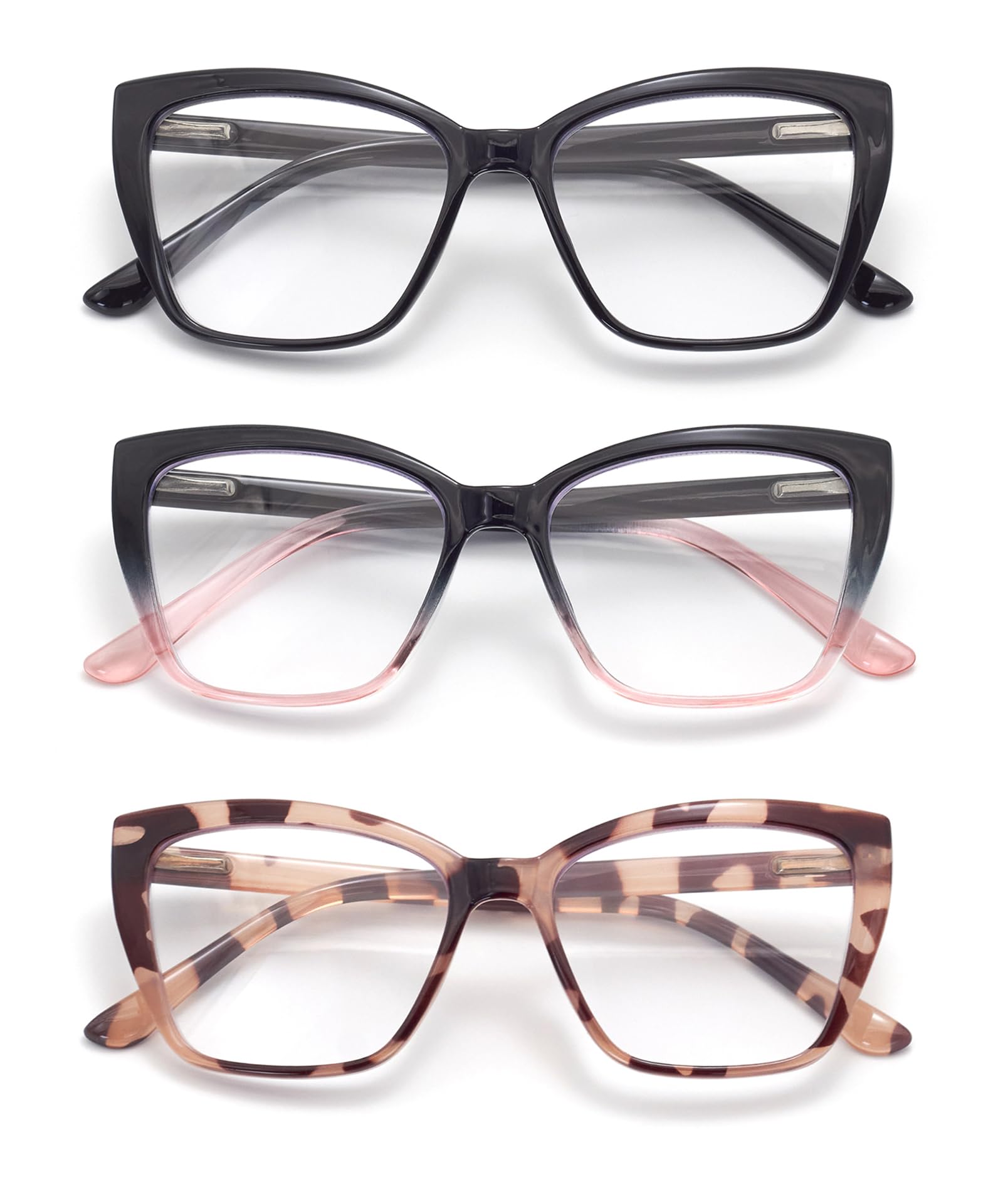 FoxMook gafas de lectura estilo Oprah con armazón negro para uso diario