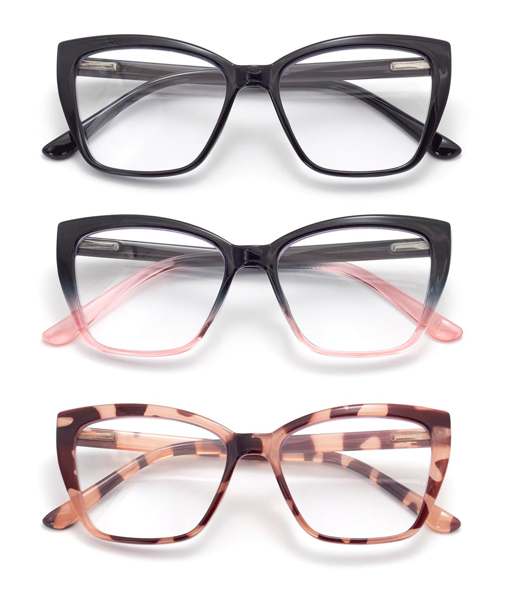 FoxMook gafas de lectura estilo Oprah con armazón negro para uso diario