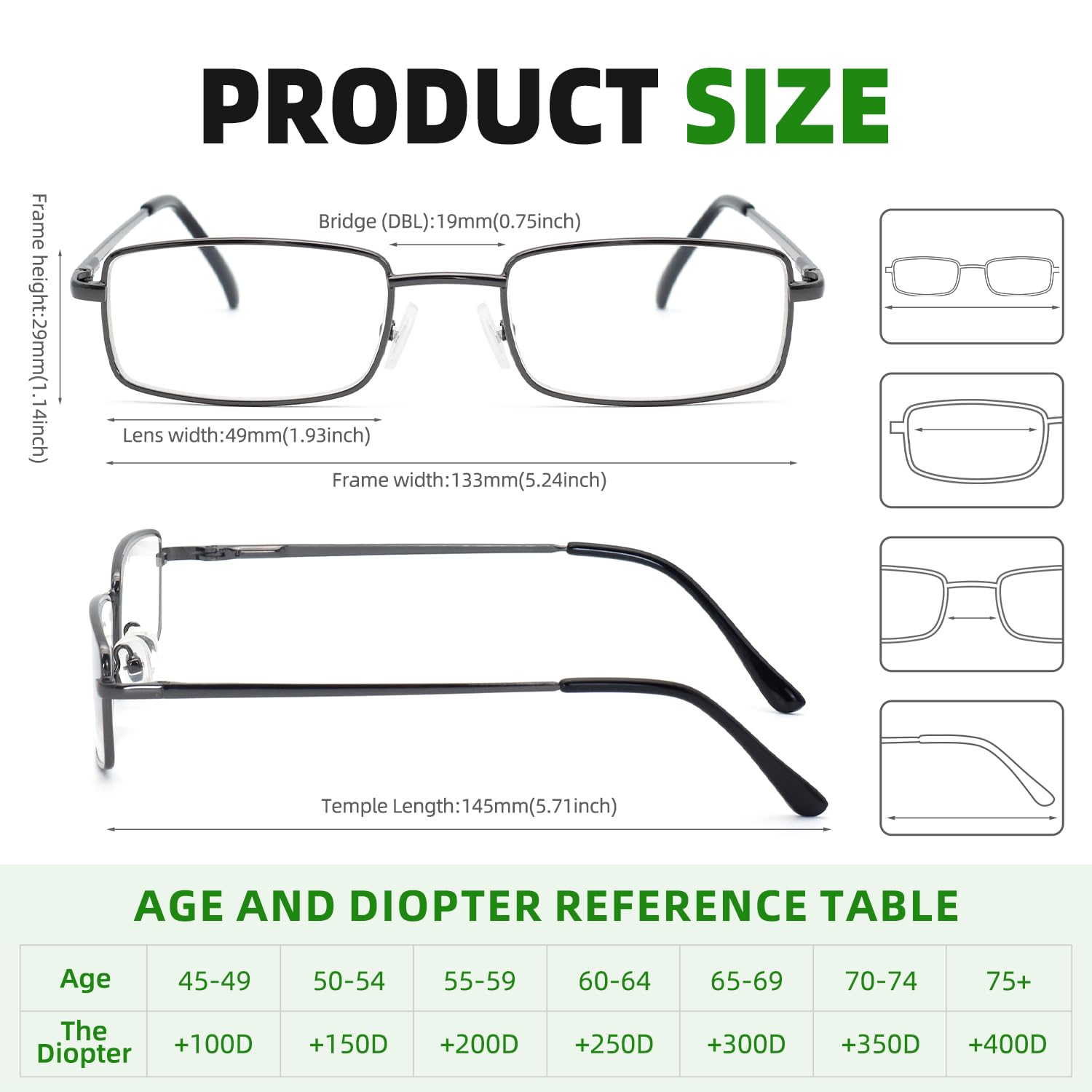 Diseño rectangular clásico de FoxMook para rostros variados.
