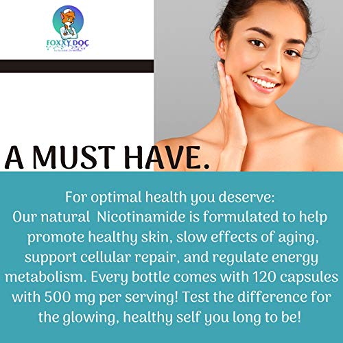 Foxxy Doc Nicotinamide 500mg bottle pour for easy daily dosing
