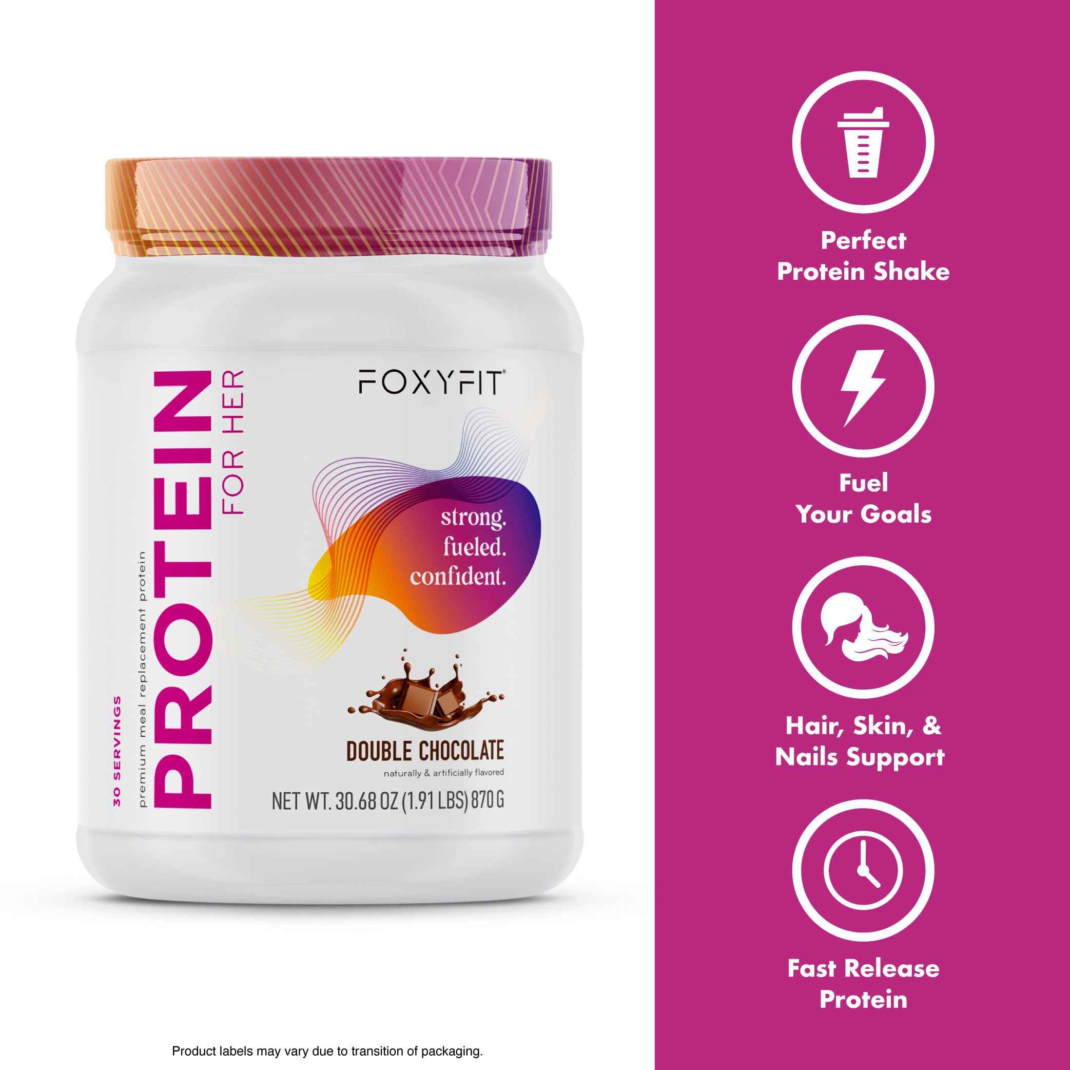 FoxyFit Biotin and CLA ingredients montage signals a thoughtful formula.